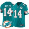 Dolphins #14 Brice Butler Additional Chest Dolphin Patch Aqua Jersey