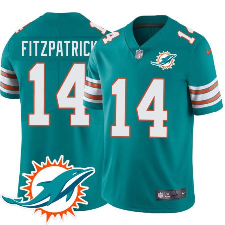 Dolphins #14 Ryan Fitzpatrick Additional Chest Dolphin Patch Aqua Jersey