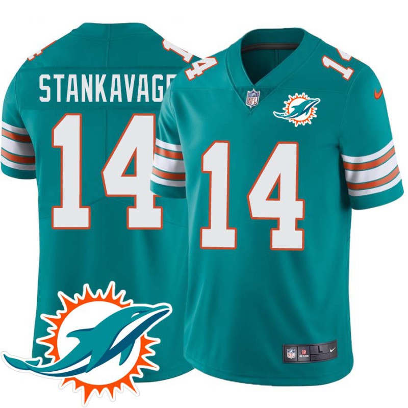 Dolphins #14 Scott Stankavage Additional Chest Dolphin Patch Aqua Jersey