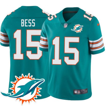 Dolphins #15 Davone Bess Additional Chest Dolphin Patch Aqua Jersey