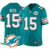 Dolphins #15 Davone Bess Additional Chest Dolphin Patch Aqua Jersey