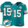 Dolphins #15 Lynn Bowden Jr. Additional Chest Dolphin Patch Aqua Jersey