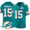 Dolphins #15 Earl Morrall Additional Chest Dolphin Patch Aqua Jersey