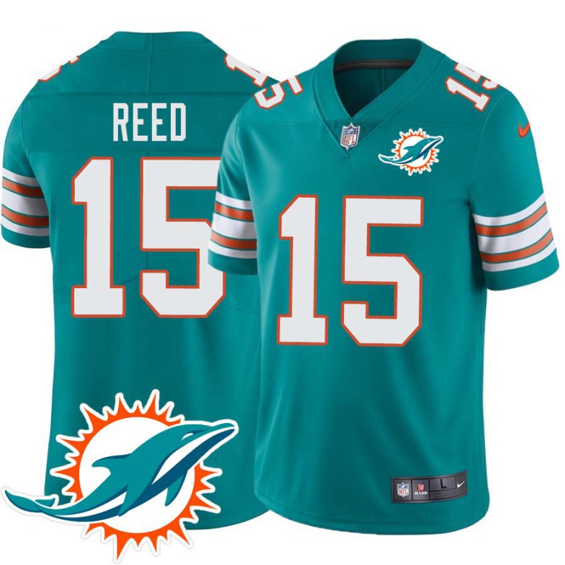 Dolphins #15 Kerry Reed Additional Chest Dolphin Patch Aqua Jersey