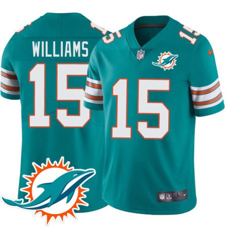 Dolphins #15 Damian Williams Additional Chest Dolphin Patch Aqua Jersey