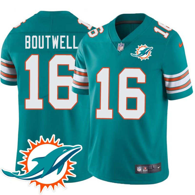 Dolphins #16 Tommy Boutwell Additional Chest Dolphin Patch Aqua Jersey