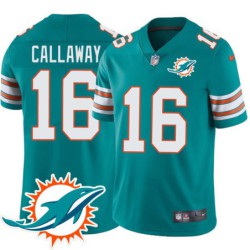 Dolphins #16 Antonio Callaway Additional Chest Dolphin Patch Aqua Jersey