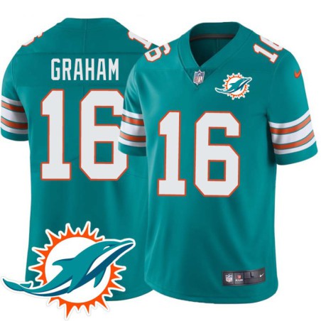 Dolphins #16 Shayne Graham Additional Chest Dolphin Patch Aqua Jersey