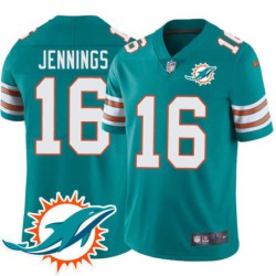 Dolphins #16 Gary Jennings Jr Additional Chest Dolphin Patch Aqua Jersey