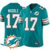 Dolphins #17 Jaylen Waddle Additional Chest Dolphin Patch Aqua Jersey