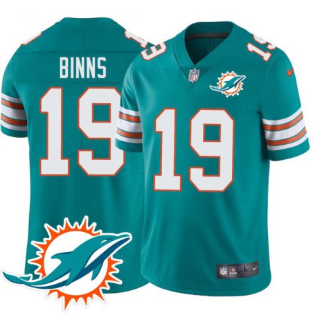 Dolphins #19 Armon Binns Additional Chest Dolphin Patch Aqua Jersey