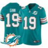 Dolphins #19 Ted Ginn Jr. Additional Chest Dolphin Patch Aqua Jersey