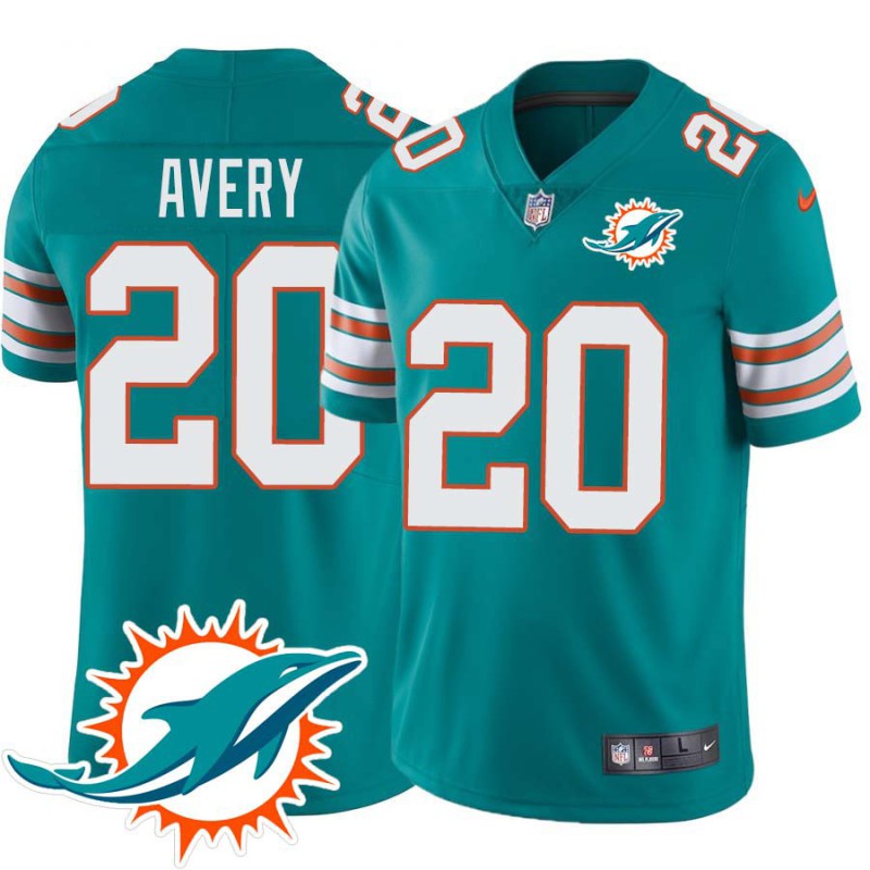 Dolphins #20 John Avery Additional Chest Dolphin Patch Aqua Jersey