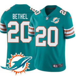 Dolphins #20 Justin Bethel Additional Chest Dolphin Patch Aqua Jersey