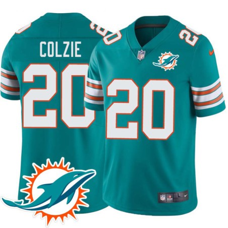 Dolphins #20 Neal Colzie Additional Chest Dolphin Patch Aqua Jersey