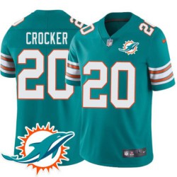 Dolphins #20 Chris Crocker Additional Chest Dolphin Patch Aqua Jersey