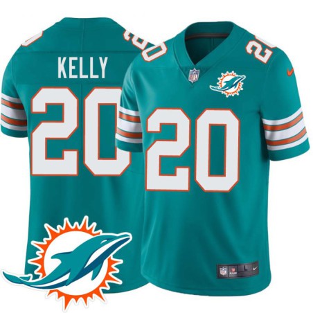 Dolphins #20 Ben Kelly Additional Chest Dolphin Patch Aqua Jersey