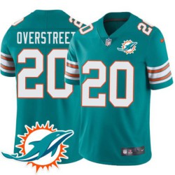 Dolphins #20 David Overstreet Additional Chest Dolphin Patch Aqua Jersey