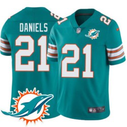 Dolphins #21 Travis Daniels Additional Chest Dolphin Patch Aqua Jersey