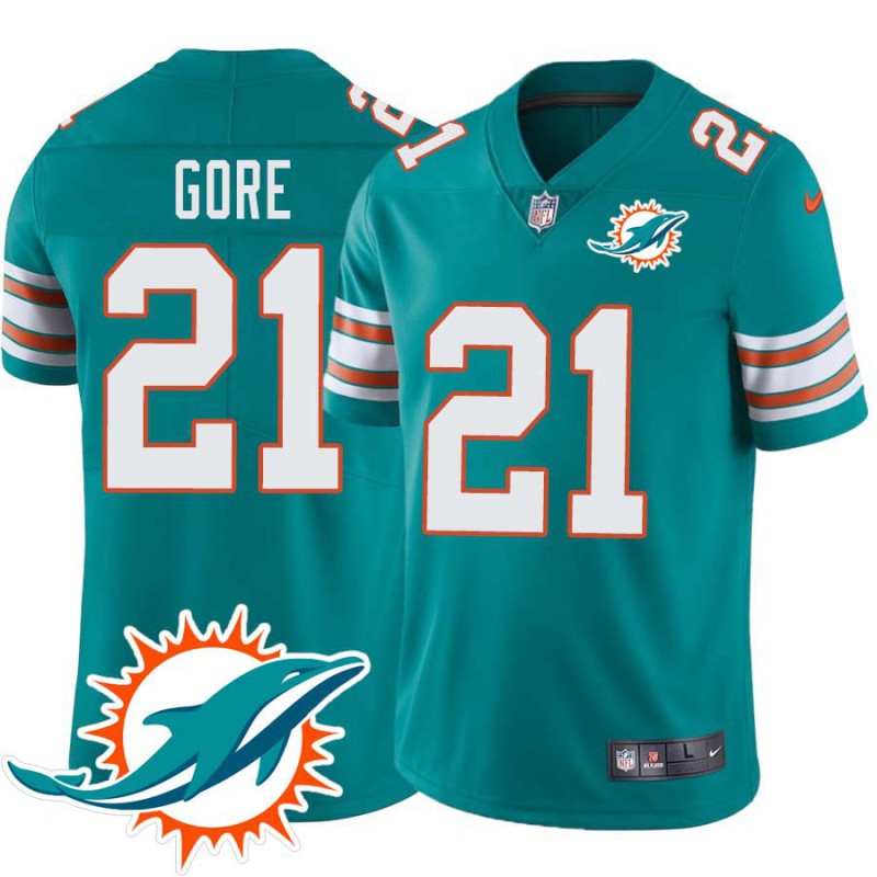 Dolphins #21 Frank Gore Additional Chest Dolphin Patch Aqua Jersey