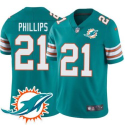 Dolphins #21 Lawrence Phillips Additional Chest Dolphin Patch Aqua Jersey