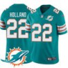 Dolphins #22 Jevon Holland Additional Chest Dolphin Patch Aqua Jersey