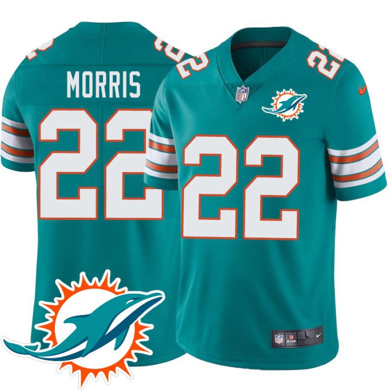 Dolphins #22 Mercury Morris Additional Chest Dolphin Patch Aqua Jersey