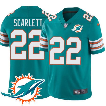 Dolphins #22 Jordan Scarlett Additional Chest Dolphin Patch Aqua Jersey