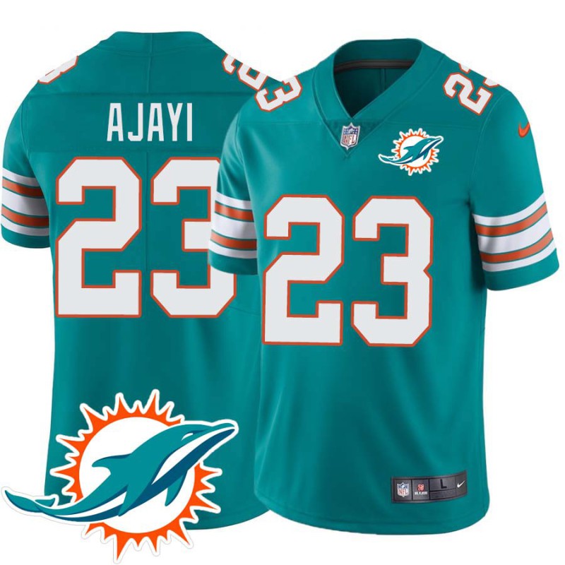 Dolphins #23 Jay Ajayi Additional Chest Dolphin Patch Aqua Jersey