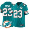 Dolphins #23 Ronnie Brown Additional Chest Dolphin Patch Aqua Jersey