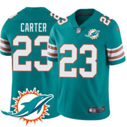 Dolphins #23 Joe Carter Additional Chest Dolphin Patch Aqua Jersey