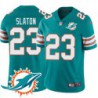 Dolphins #23 Steve Slaton Additional Chest Dolphin Patch Aqua Jersey