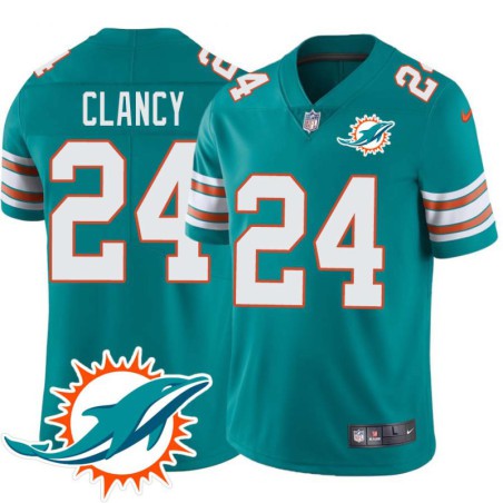 Dolphins #24 Jack Clancy Additional Chest Dolphin Patch Aqua Jersey