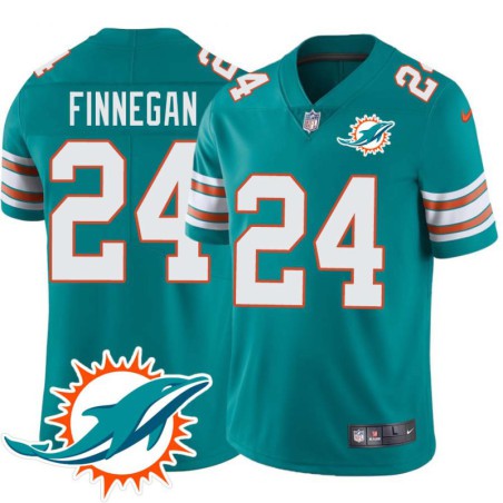 Dolphins #24 Cortland Finnegan Additional Chest Dolphin Patch Aqua Jersey