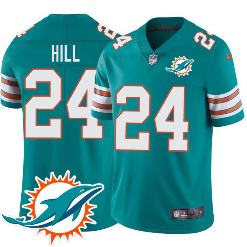 Dolphins #24 Renaldo Hill Additional Chest Dolphin Patch Aqua Jersey