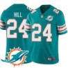 Dolphins #24 Renaldo Hill Additional Chest Dolphin Patch Aqua Jersey