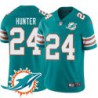 Dolphins #24 Billy Hunter Additional Chest Dolphin Patch Aqua Jersey