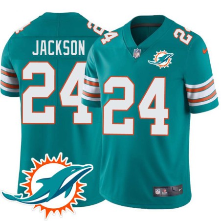 Dolphins #24 Vestee Jackson Additional Chest Dolphin Patch Aqua Jersey