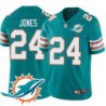 Dolphins #24 Tebucky Jones Additional Chest Dolphin Patch Aqua Jersey