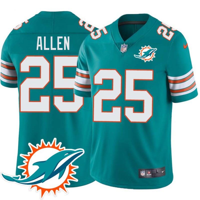 Dolphins #25 Will Allen Additional Chest Dolphin Patch Aqua Jersey