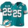 Dolphins #25 Will Allen Additional Chest Dolphin Patch Aqua Jersey