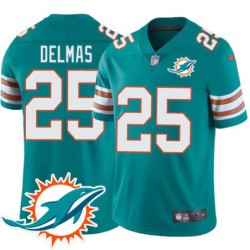 Dolphins #25 Louis Delmas Additional Chest Dolphin Patch Aqua Jersey