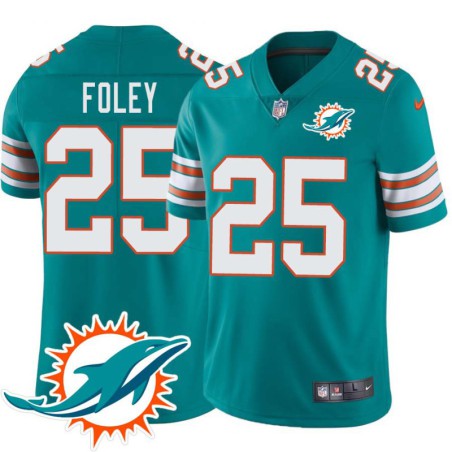 Dolphins #25 Tim Foley Additional Chest Dolphin Patch Aqua Jersey