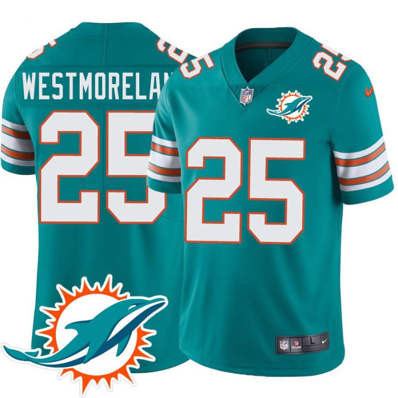 Dolphins #25 Dick Westmoreland Additional Chest Dolphin Patch Aqua Jersey