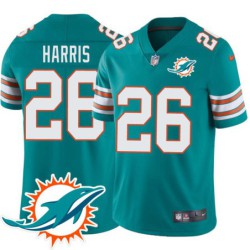 Dolphins #26 Duriel Harris Additional Chest Dolphin Patch Aqua Jersey