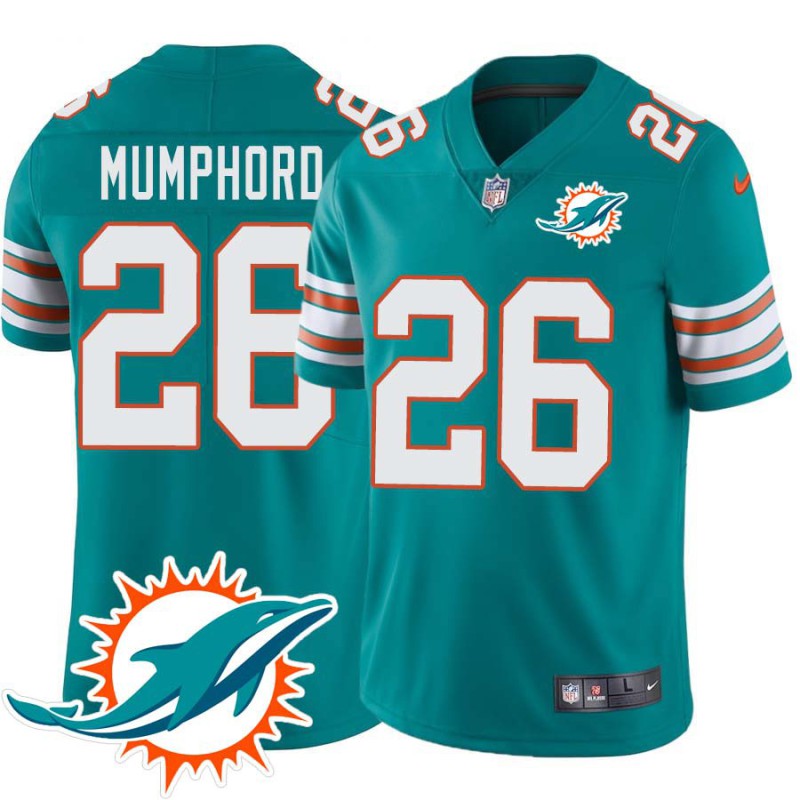 Dolphins #26 Lloyd Mumphord Additional Chest Dolphin Patch Aqua Jersey