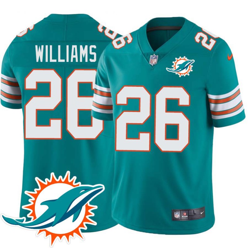 Dolphins #26 Damien Williams Additional Chest Dolphin Patch Aqua Jersey