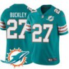 Dolphins #27 Terrell Buckley Additional Chest Dolphin Patch Aqua Jersey