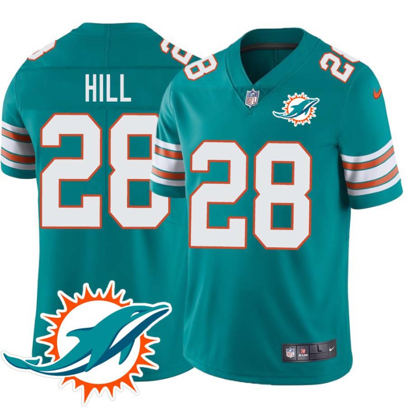 Dolphins #28 Ray Hill Additional Chest Dolphin Patch Aqua Jersey