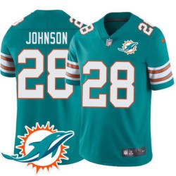 Dolphins #28 Duke Johnson Additional Chest Dolphin Patch Aqua Jersey